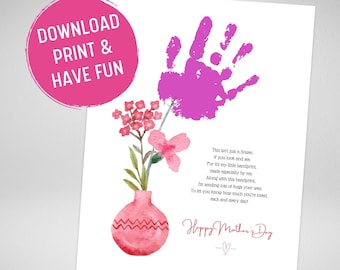Mother's Day Handprint Poem Art: Personalized Keepsake (PDF)
