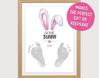 Easter Bunny Footprint Art: 'Some Bunny Loves You' Template (Digital Download)