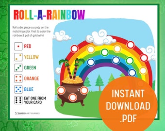 St Patricks Day Roll A Rainbow Dice Game: Family Fun (Digital Download)