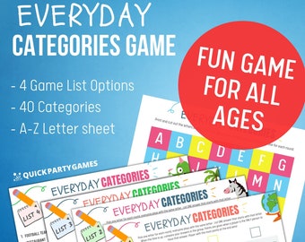 Printable Scattergories Game: Family Word Categories (Instant Download)