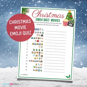 Christmas Movie Emoji Pictionary, Christmas Movies Game, Emoji Family Game, Christmas Games, Printable Christmas Games, Christmas Download