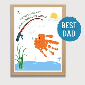 MEJOR PAPÁ, Día del Padre O-FISH-ALLY el mejor papá, Pesca con huella de mano, Regalo para papá, Regalo de cumpleaños para papá, Regalo personalizado para papá, Imprimible