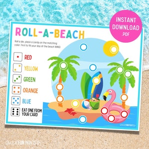 Roll-A-Beach Dice Game: Summer Family Fun (Printable Digital Download)