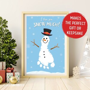 Impronta di PUPAZZO DI NEVE, ti amo tanto NEVE, Impronta di pupazzo di neve, Regalo personalizzato di Natale, Modello stampabile di Natale, Impronta di mano di Natale