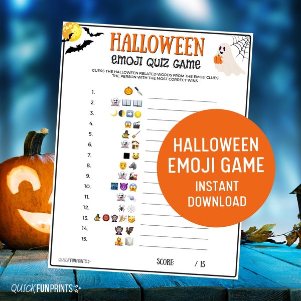 Halloween Emoji Pictionary, Halloween Emoji Game, Halloween Games, Halloween Emoji Game,Halloween Printable Emoji Game,Halloween Party Games