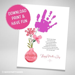 Muttertag Handabdruck druckbar, Handabdruck Gedicht für Mutter, Geschenk für Mutter, Geschenk für Oma, personalisierte Muttertagskarte, Handabdruck-Andenken
