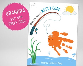 Grandpa Father's Day Handprint Art: Fishing Gift (Digital Print)