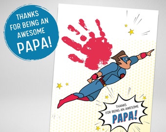 PAPA - Father's Day Printable | Handprint Art Craft | Thanks Awesome Papa Personalized Gift | Fathers Day | Baby Toddler Download Print