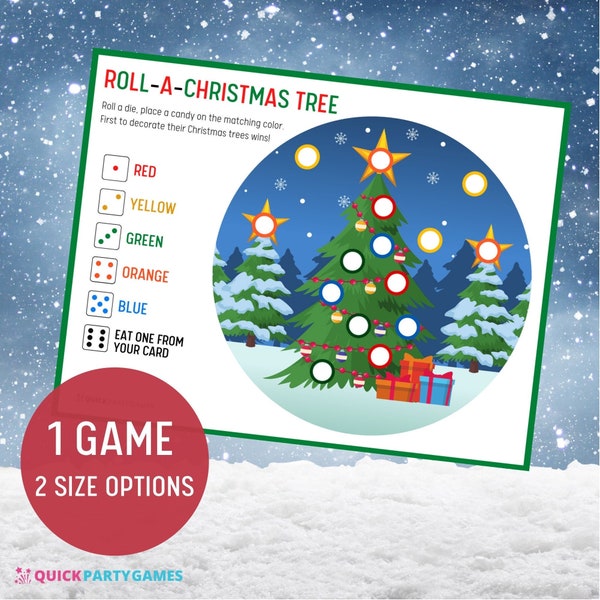 Roll A Christmas Tree Game, Christmas Games, Christmas Table Game, Christmas Family Games, Christmas Dice Game, INSTANT Download, Printable
