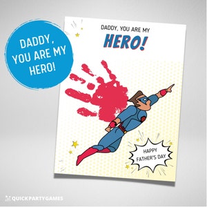 Father&#39;s Day Handprint Art: Daddy Hero Gift (Digital Download)