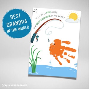 Best Grandpa - Grandparent/Father's Day Handprint Printable, Gift for Grandpa, Grandpa Personalized Gift from kids, Grandpa Fishing