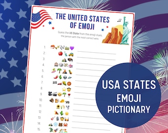 Emoji Quiz: US State Pictionary Game for Labour Day Weekend (Printable)