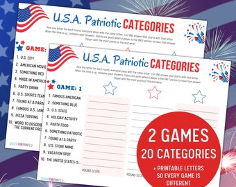 USA Scattergories Game: Labour Day Family Fun (Printable Download)