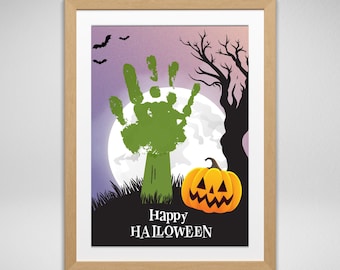 Halloween Handprint: Halloween Kids Craft (Digital Print), Monster Handprint Template, Halloween Kids Printable Wall Art