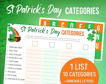 St Patrick's Day Categories Game: Printable Family Fun (Download)