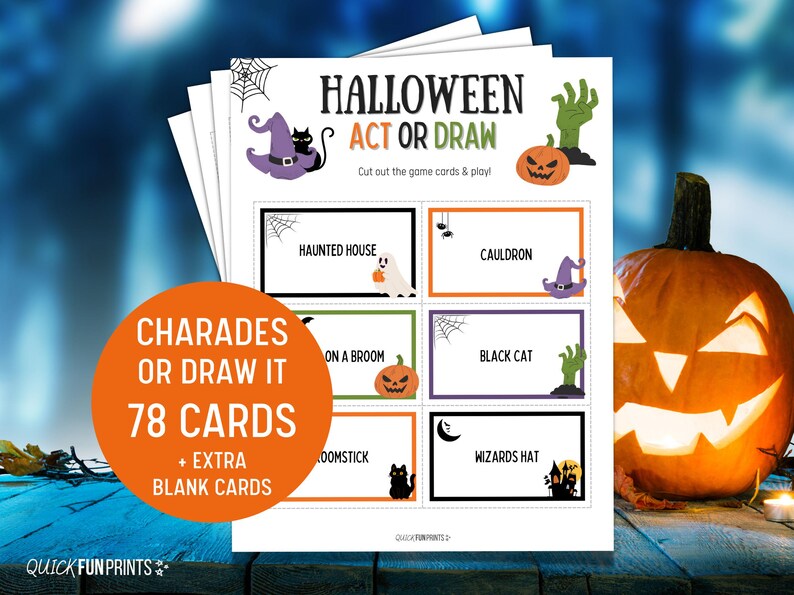 HALLOWEEN Charades Printable, Halloween Charades Cards, Halloween Party ...