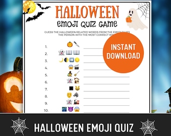 Halloween Emoji Pictionary Game: Printable Party Activity (Digital Download). Halloween Themed Emoji Quiz for Kids