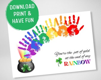 St Patricks Rainbow Handprint Art: Kids Toddler Craft (Digital Download)