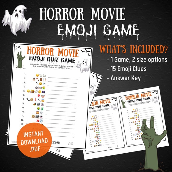 Halloween Horror Movie Emoji Quiz Halloween Activity Printables Emoji  Pictionary 2 Fun Rounds Horror Movies Instant Download 