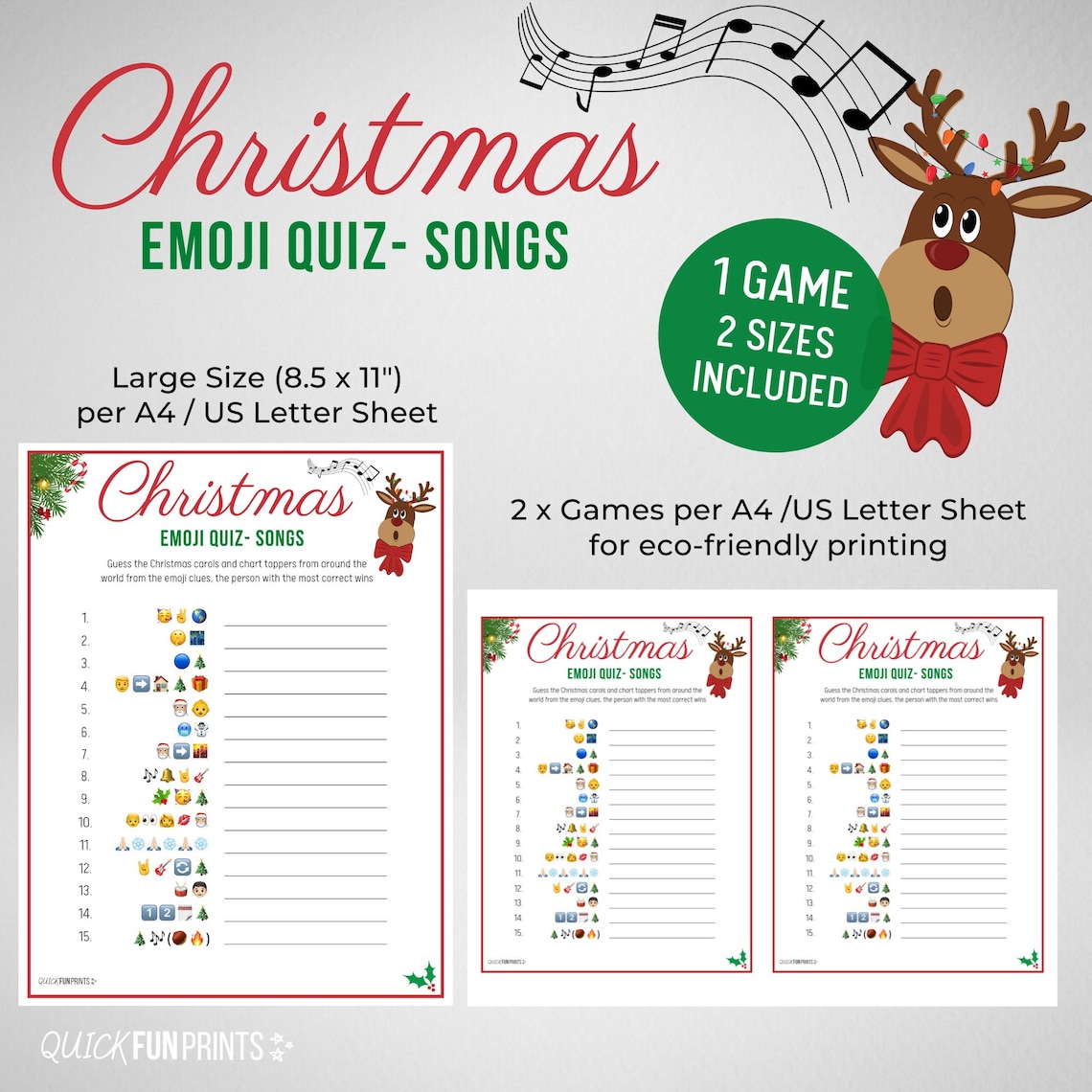 Christmas Songs Emoji Quiz, Christmas Song Quiz, Family Games