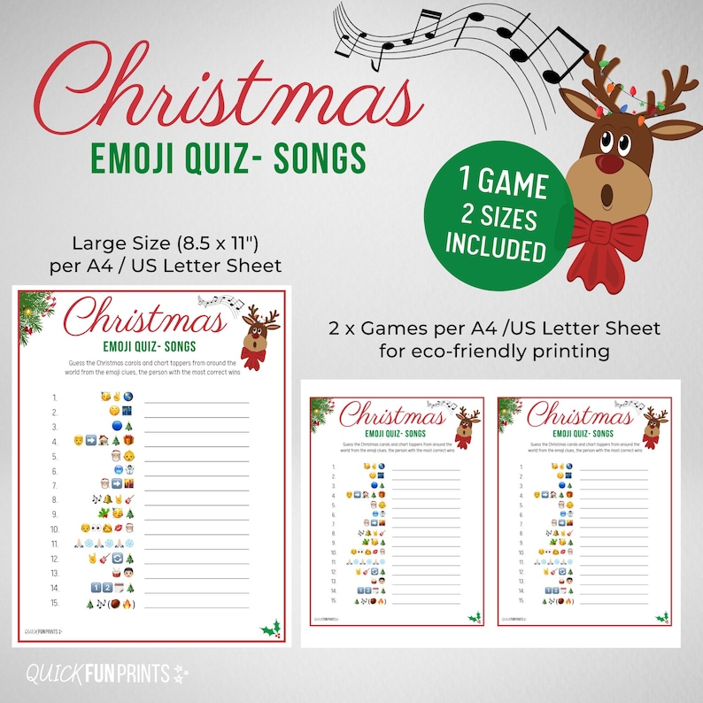 Christmas Songs Emoji Quiz, Christmas Song Quiz, Family Games