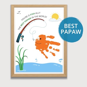 PAPAW Vatertag Handabdruck Geschenk, O-FISH-ALL bester Papaw, Vatertagsgeschenk, Geburtstagsgeschenk, Papaw personalisiertes Geschenk, Papaw Angeln Printable
