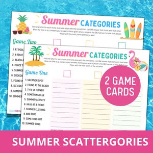 SUMMER Scattergories Spiel | 2 Partie Listen | Kategorien Druckbares Spiel | Sommerspiel | Sommer Familienspiel | Pool-Party-Spiel | Digitaldruck