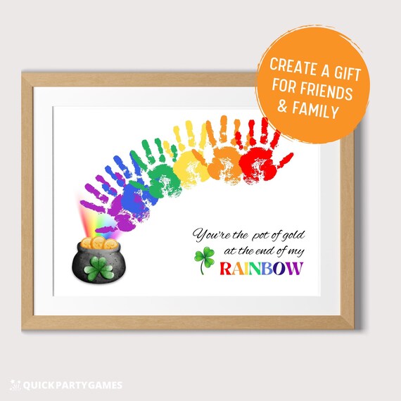 St Patricks Rainbow Handprint Art: Kids Toddler Craft (digital