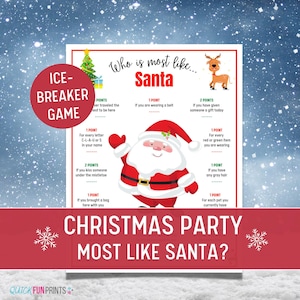 Who&#39;s Most Like Santa Game: Christmas Party Icebreaker (Printable)
