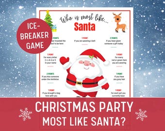 Who's Most Like Santa Game: Christmas Party Icebreaker (Printable)