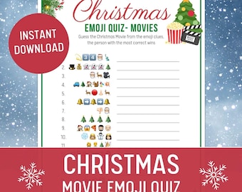 Christmas Movie Emoji Quiz, Printable Holiday Family Game, Christmas Movie Emoji Game, Printable Christmas Game, Instant Download
