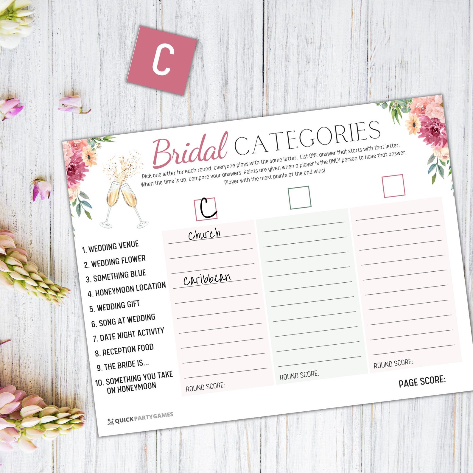 Bachelorette Scattergories | Bachelorette Party Game | Bridal Party ...
