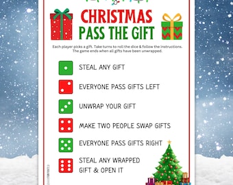 Pass the Gift, Printable Pass the Gift Game, Pass the Present, Fun Christmas Party Game, Swap the Gift Game