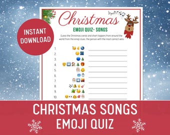 Christmas Song Emoji Quiz: Festive Family Game Printable - Instant Download Holiday Party Activity