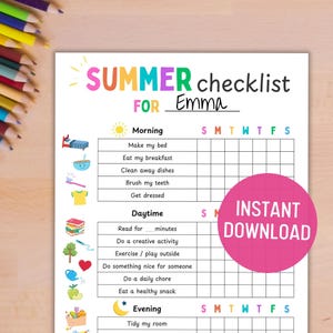 SOMMER Lehrtafel für Kinder | Nicht Bearbeitbar | Tabelle der täglichen Aktivitäten und der täglichen Arbeit | Bildschirmzeitregeln für Kinder | Kinder Routine |Druckbare Kinder Diagramm