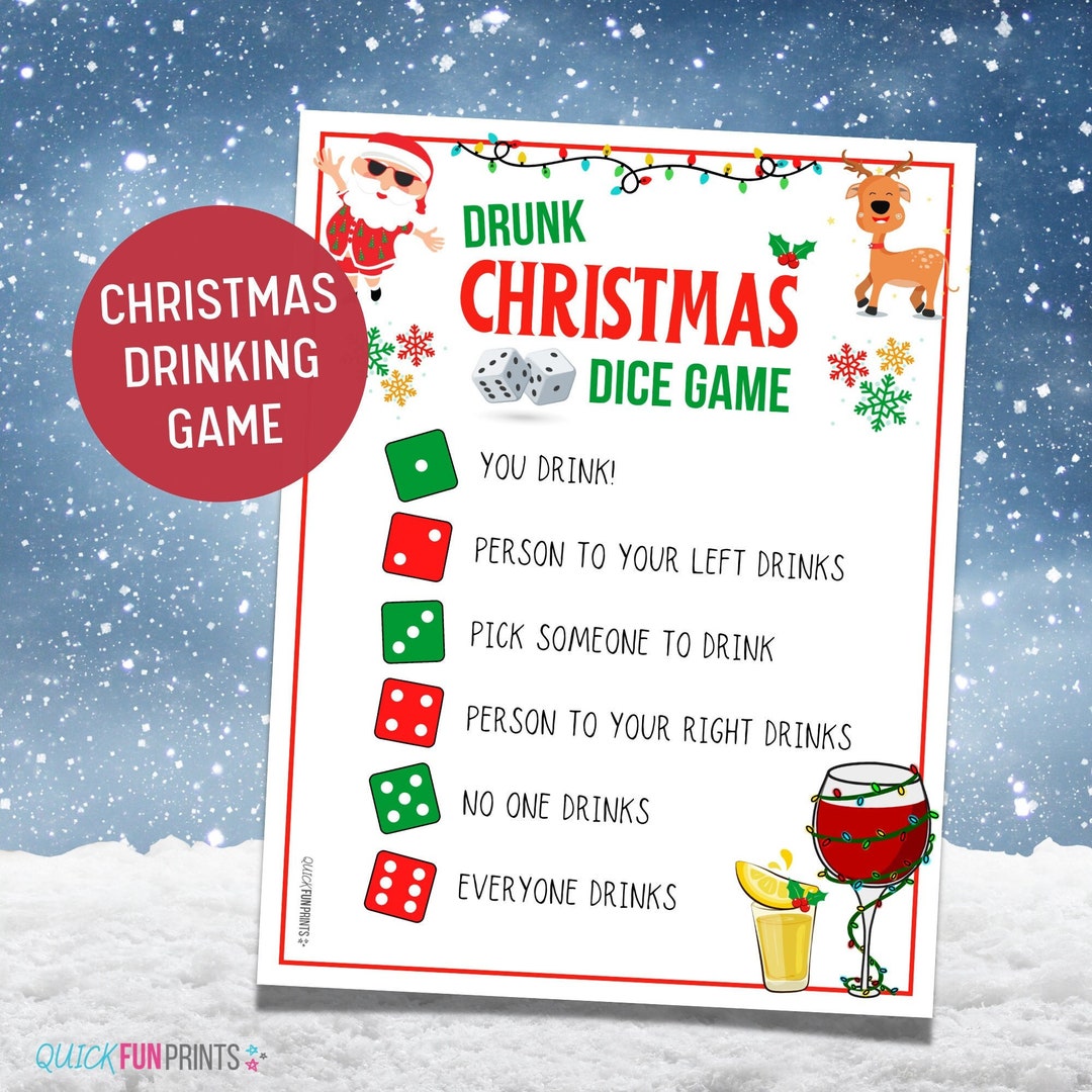 Christmas Drinking Game, Drunk Christmas Dice Game, Drunk Dice Game