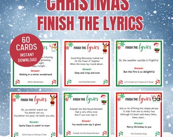 Christmas Finish The Lyrics Game: Holiday Party Printable (Digital Download)
