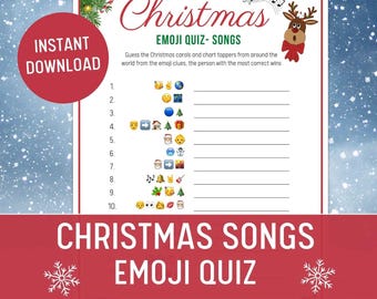Christmas Song Emoji Quiz, Fun Family Christmas Game Printable, Carols &  Christmas Songs, Holiday Family Party Game, Instant Download