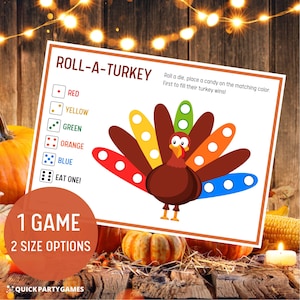 Roll A Turkey Game, Thanksgiving Game for Kids, Roll A Turkey Dice Game, Thanksgiving Games, INSTANT Download, Thanksgiving Printable