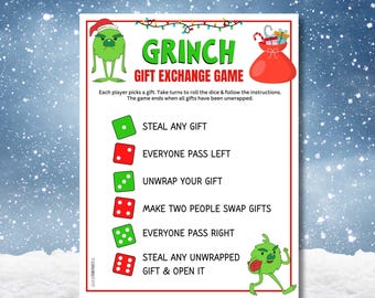 Holiday Gift Exchange Dice Game: Printable Christmas Party Activity for Swaps and Surprises