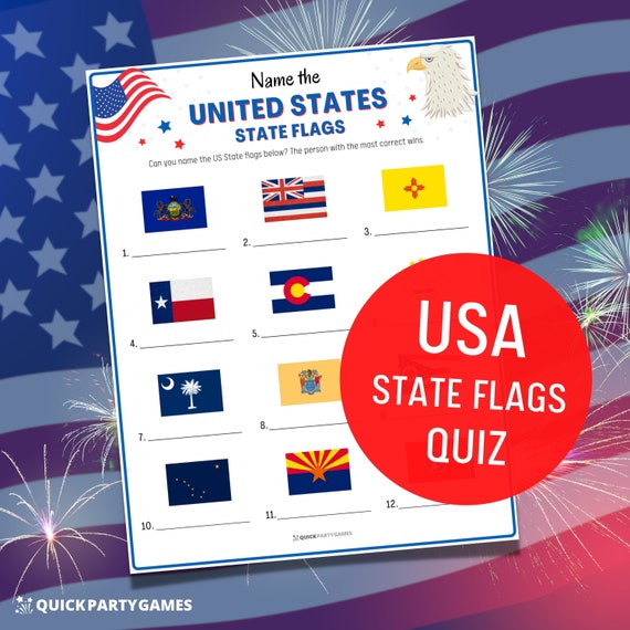 Us State Flags Quiz Game Usa Printable Game Usa Flag Game Etsy Canada