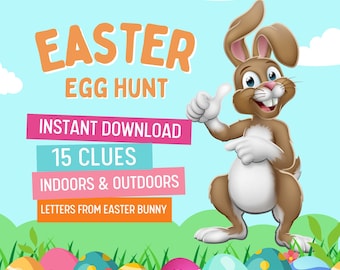 EASTER Treasure Hunt Printable, Easter Clues Download, Clues Indoors & Outdoors, Easter Treasure Hunt, Easter Egg Hunt Printable Clues
