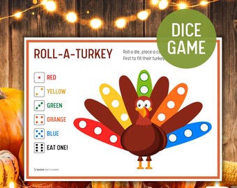 Roll A Turkey Dice Game: Thanksgiving Printable (Digital Download)