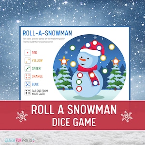 Roll A Snowman Dice Game: Christmas Family Fun (INSTANT Download)