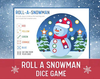Roll A Snowman Dice Game: Christmas Family Fun (INSTANT Download)