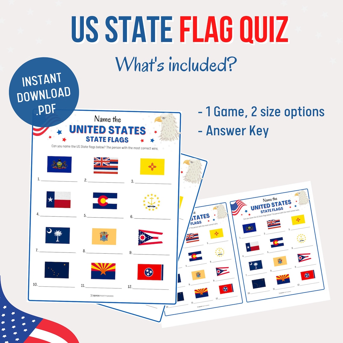 US State Flags Quiz Game USA Printable Game USA Flag Game Etsy Australia