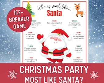 Who's Most Like Santa Game, Printable Christmas Party Icebreaker Game, Holiday Family Fun Party Game, Santa Game, Instant Download