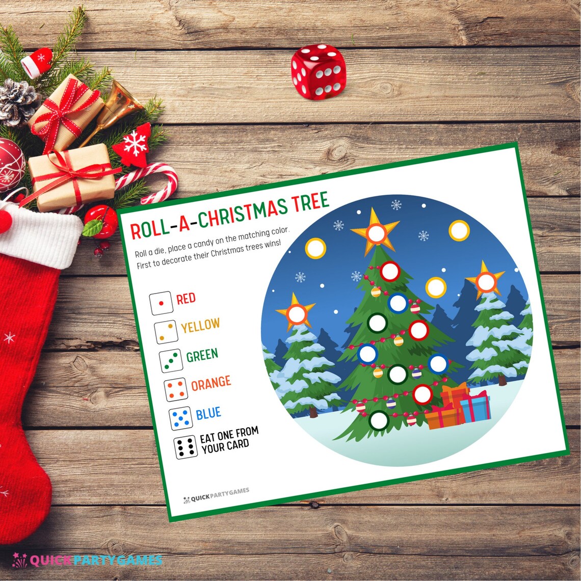 Roll A Christmas Tree Game, Christmas Games, Christmas Table Game