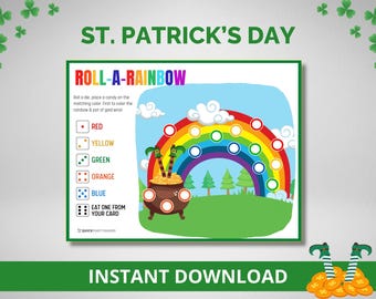 Roll A Rainbow Dice Game, St Patrick's Day Kids Game, St Patrick's Day Party Game for Family Fun (Digital Download)