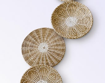 Coastal Woven Wall Basket Set | 4 Hanging Seagrass Baskets | Handmade Basket Wall Decor | Neutral Organic Modern Wall Art